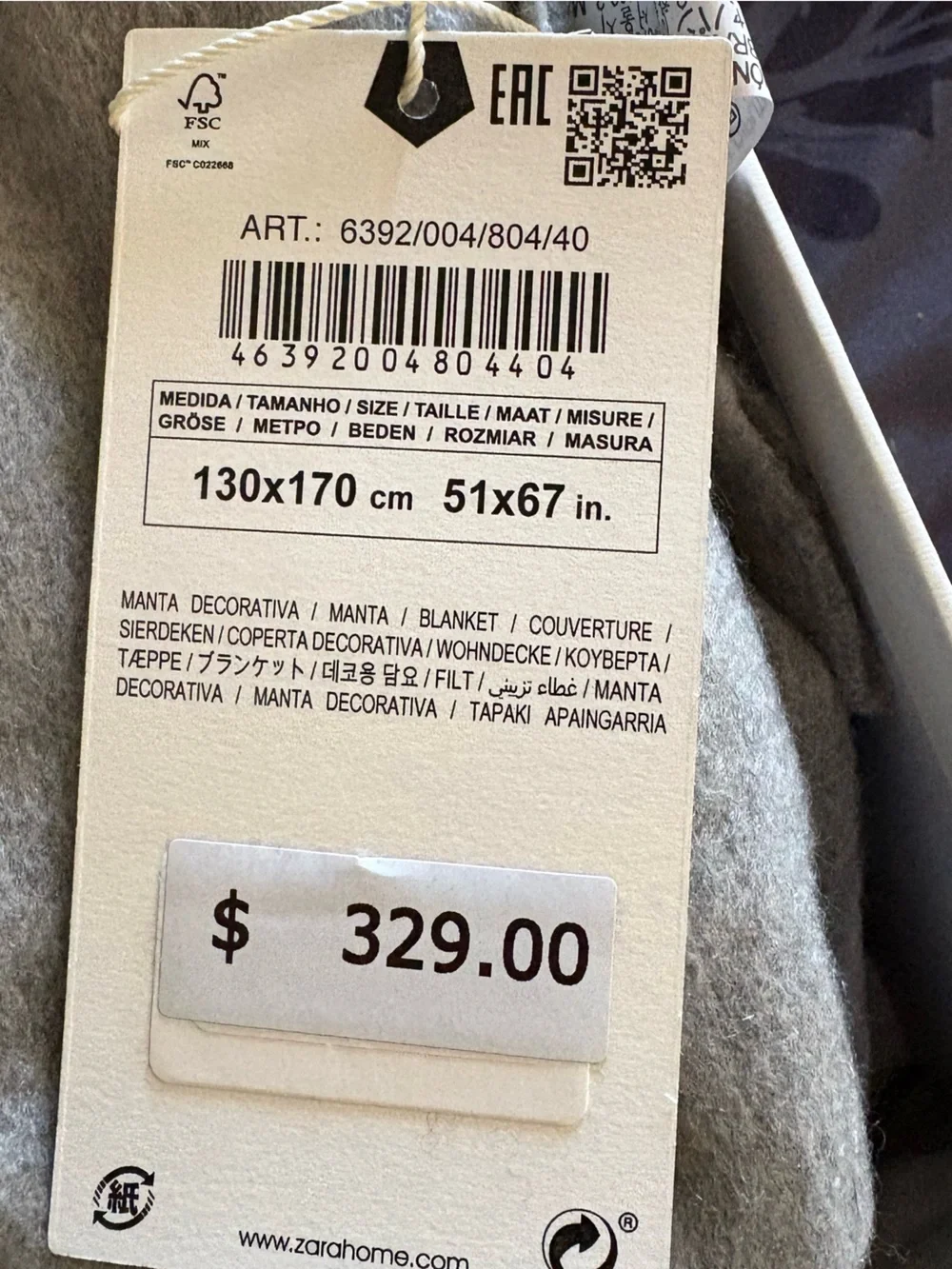 Zara Home Limited Edition 100% Cashmere Throw Blanket Gray Fringe NWT $329